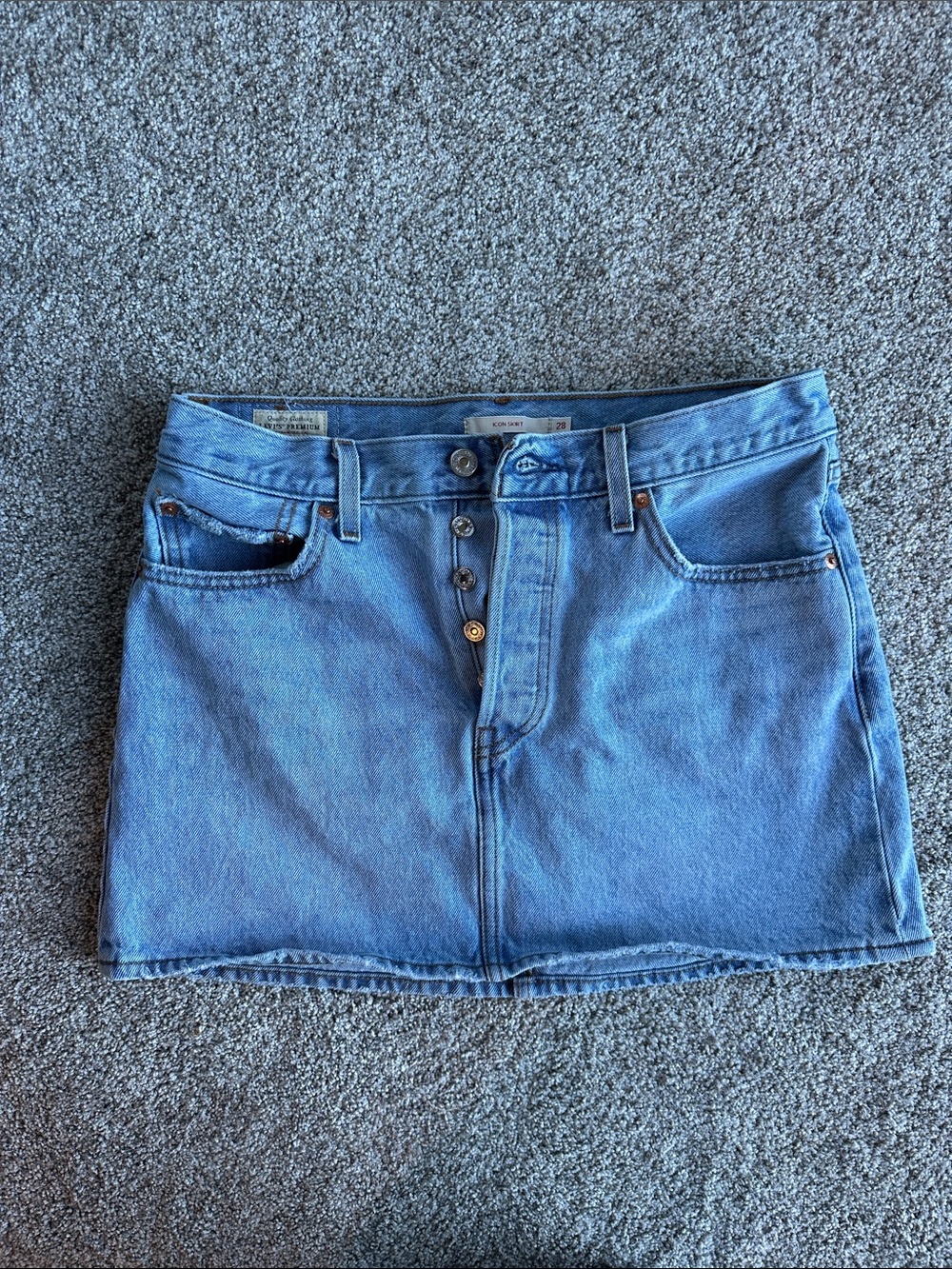 Levi’s Button-Front Light Blue Denim Mini Skirt